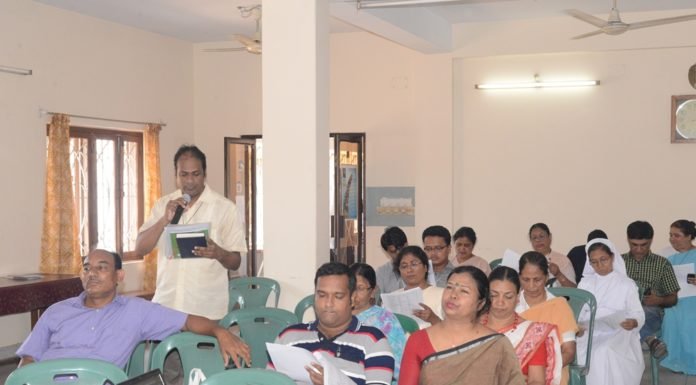 Fr. Terence Rodrigues is discussing in the AGM 2016