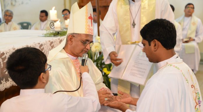 Bp. Moses Costa is ordaining Deacon Sadhan Augustine Gregory to Catholic Priesthood