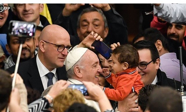 Pope Francis arrives at the Paul VI Hall for the weekly General Audience - AFP