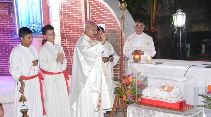 Archbishop Moses Blessing the Sculpture of Maria Bambina