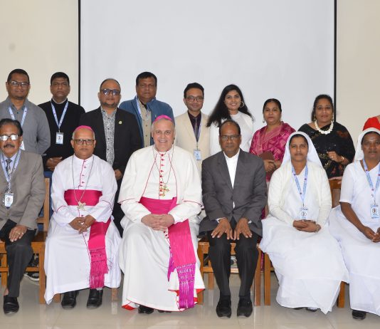 Apostolic Nuncio to Bangladesh Archbishop Kevin S. Randall meets the Chattogram Archdiocesan Curia