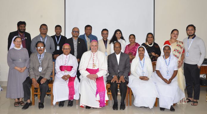 Apostolic Nuncio to Bangladesh Archbishop Kevin S. Randall meets the Chattogram Archdiocesan Curia
